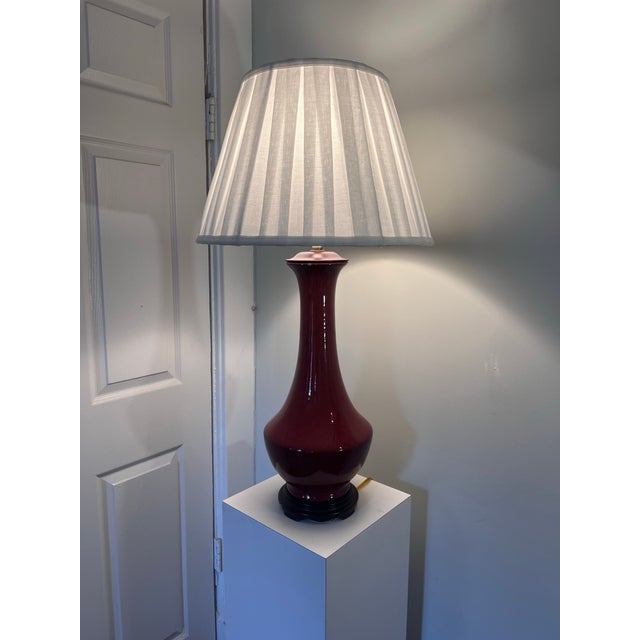 Mid-Century Modern 1970s MCM Oxblood Colored Lamp For Sale - Image 3 of 5