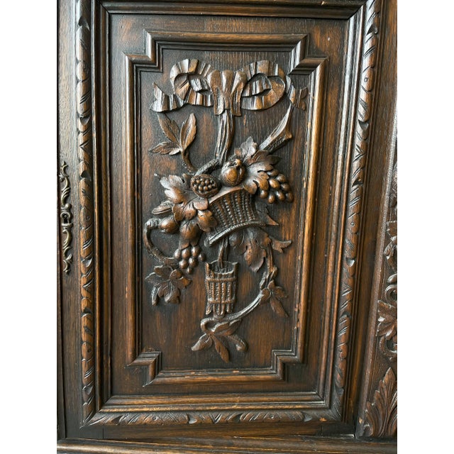 Antique French Hand Carved Wood Cabinet/Buffet 1880s For Sale - Image 11 of 12
