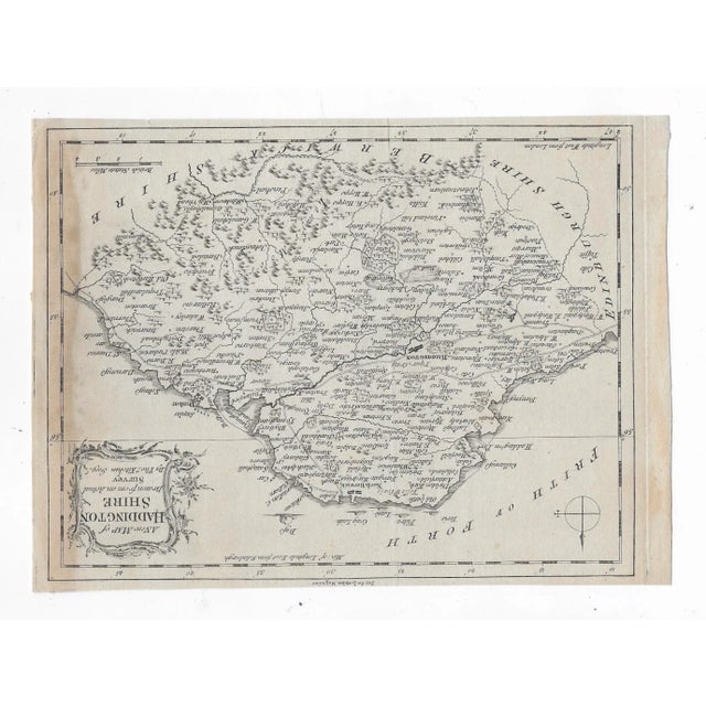 Antique map of Haddingtonshire in Scotland by cartographer Thomas Kitchin (1718-1784).