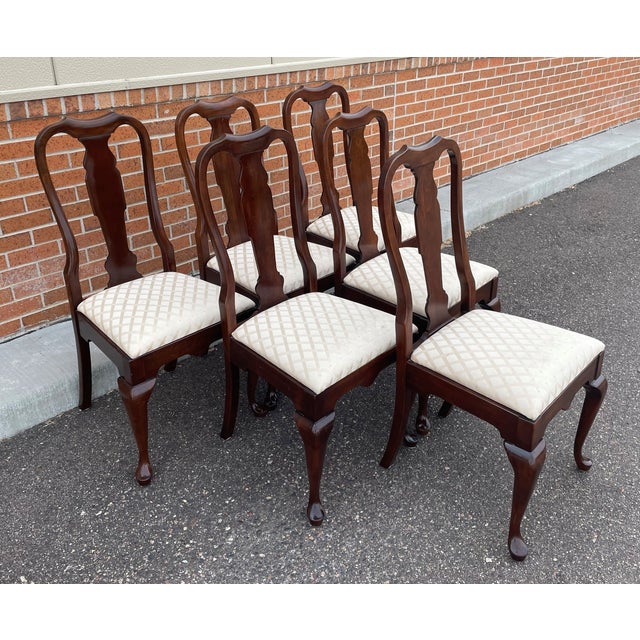 1990s Vintage Pennsylvania House Solid Cherry Queen Anne Upholstered