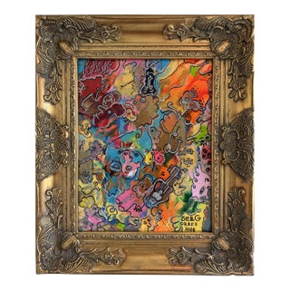 Original Abstract Painting Serg Graff "Baby & Violin" Surreal Fantasy, Coa For Sale