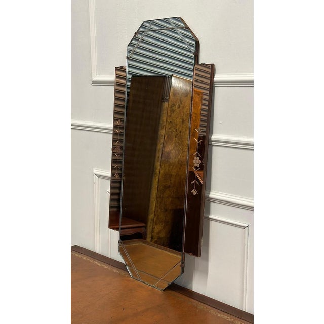 Large Art Deco Peach Glass Flower Petal Mirror, 1920s For Sale - Image 3 of 18