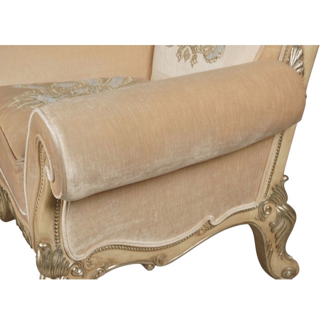 1990s 18c Style Phyllis Morris Large Embroidered Bergere Throne Chair For Sale - Image 5 of 6