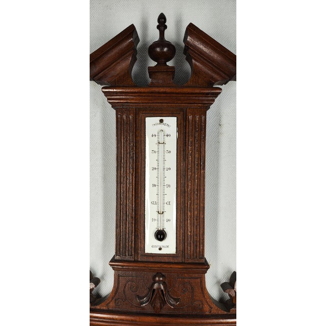 Early 20th Century French Weather Station, Barometer, Thermometer With Open Dial For Sale - Image 9 of 12