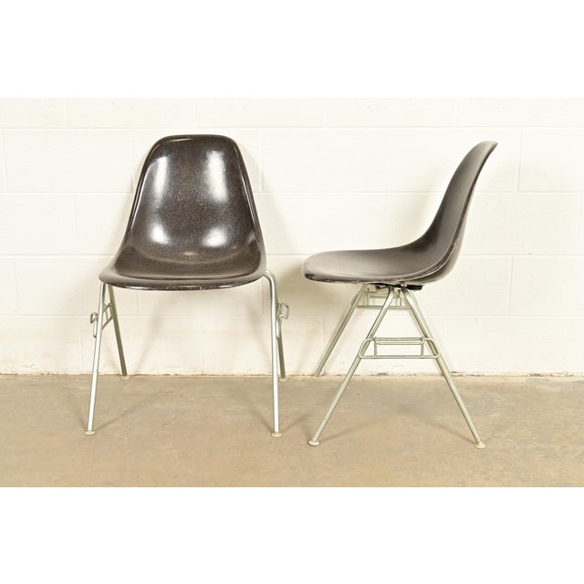 Brown Charles & Ray Eames for Herman Miller DSS Seal Brown Stacking Shell Chairs | Set of Four For Sale - Image 8 of 12