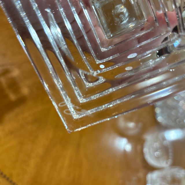 Orrefors Pair of Signed Orrefors Crystal Candlesticks With Etched Dragonfly & Floral Motifs For Sale - Image 4 of 6