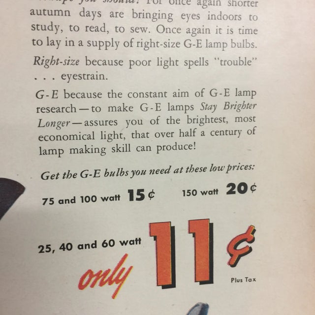 General Electric Vintage GE Lamps Ad For Sale - Image 4 of 4