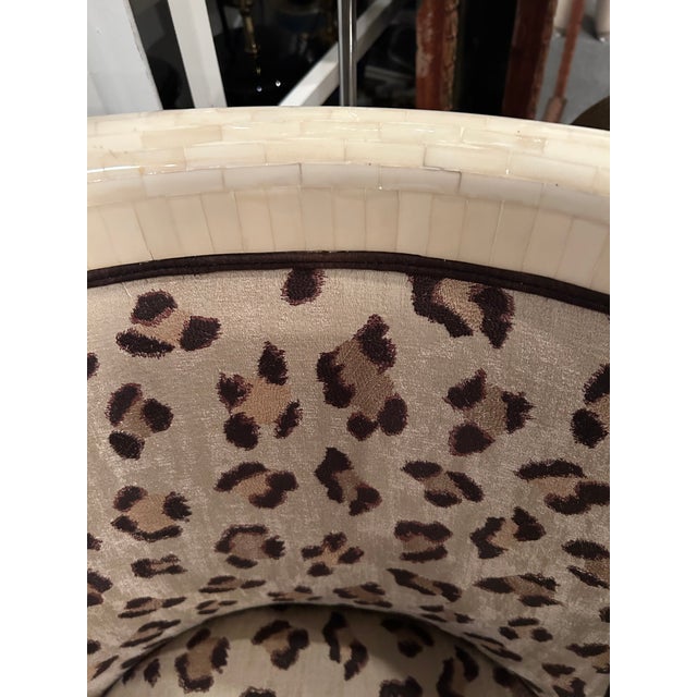 Tessellated Bone Armchair Reupholstered in Cheetah Print Scalamandre Fabric For Sale - Image 12 of 15