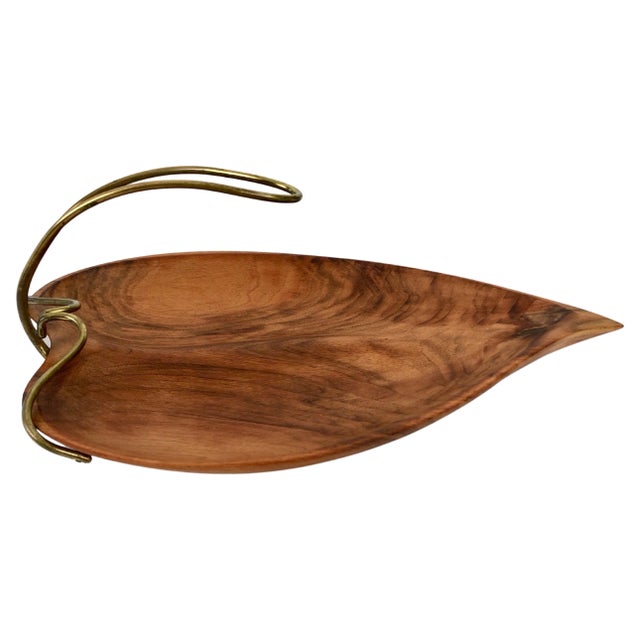 Brown Mid-Century Walnut Bowl in Shape of a Leaf, Austrian, 1950s For Sale - Image 8 of 8