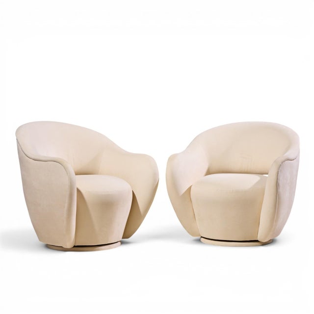 Vladimir Kagan for Directional Model 100A Mid Century Swivel Lounge Chairs - Pair Each chair measures: 35 wide x 34 deep x...