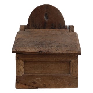 Antique French Oak Wall Salt Box, France, 1850 For Sale