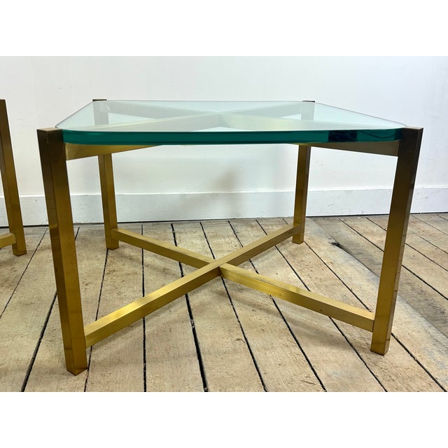 Gold Italian Brass and Glass Side Tables, 1970s, Set of 2 For Sale - Image 8 of 13