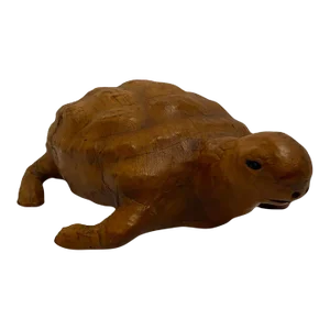 Vintage Brown Leather Wrapped Turtle Statue