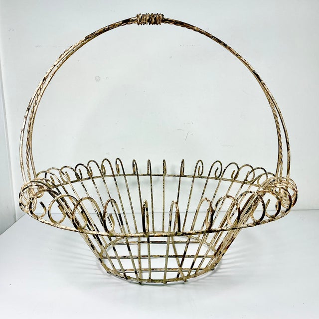 1950s Vintage French Art Nouveau Boho Chic Large Jardiniere Basket Planter. For Sale - Image 12 of 14