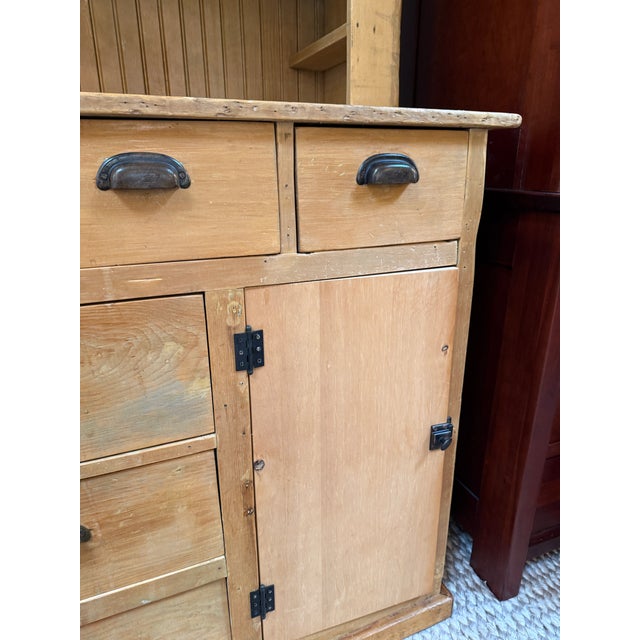 Tan Antique Mexican Pine Wood Step Back Hutch For Sale - Image 8 of 12