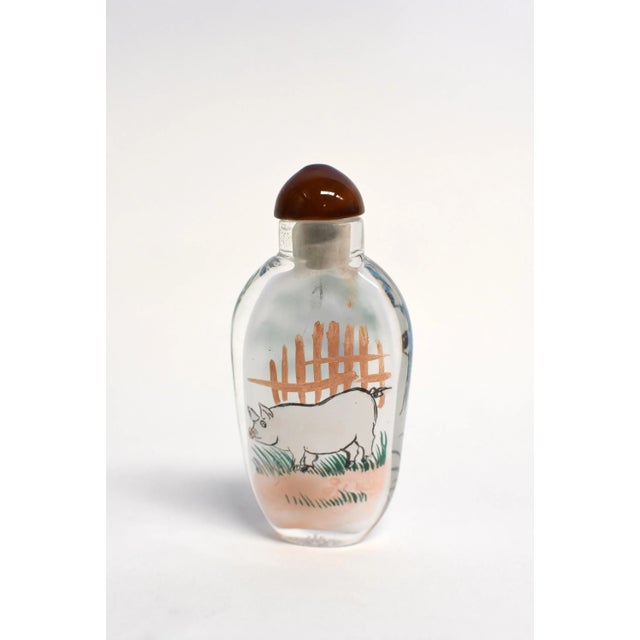 Snuff Bottle Eglomise Reverse Painted Zodiac Animals - Set of 3 For Sale - Image 4 of 13