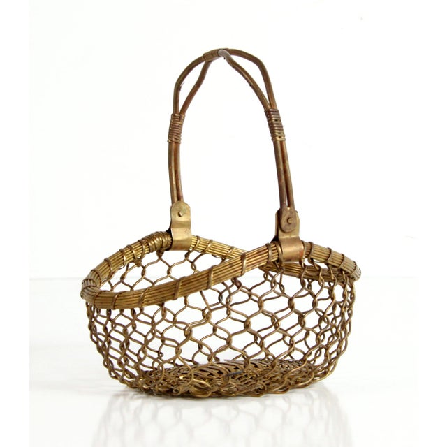 Vintage Brass Wire Handled Decorative Basket Chairish