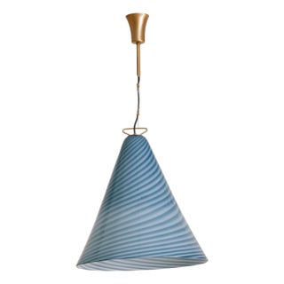 1970s Italian Blue Striped Murano Glass Pendant by La Murrina For Sale
