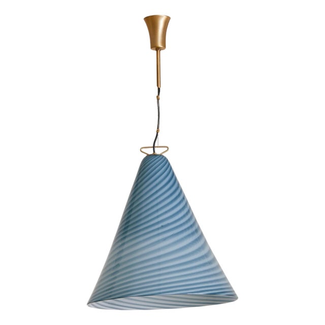 1970s Italian Blue Striped Murano Glass Pendant by La Murrina For Sale