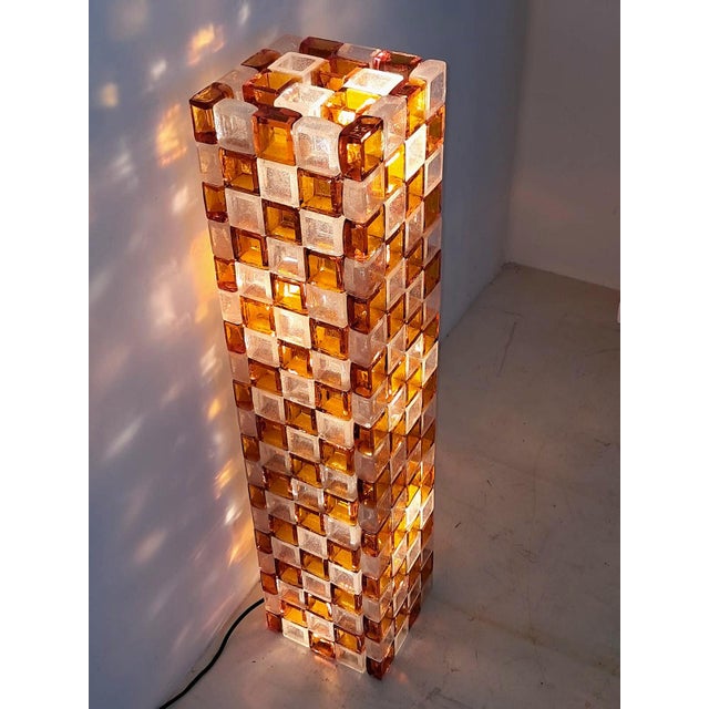Floor Lamp in Amber and Crystal Pulegoso Glass by Poliarte, Italy, 1970s For Sale - Image 13 of 14