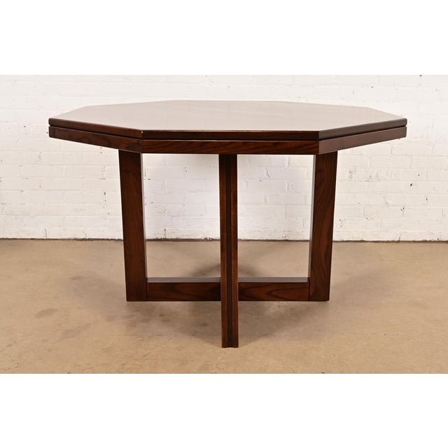 Frank Lloyd Wright Style Mid-Century Modern Oak X-Base Dining Table, Newly Refinished For Sale - Image 10 of 12