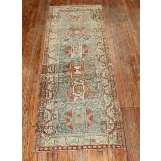 Antique Zabihi Collection Persian Bidjar Runner - 3'7" x 10' For Sale - Image 4 of 9