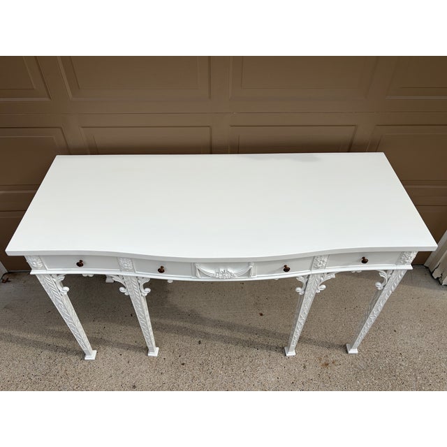 Wood Late 20th Century White Lacquered Chippendale Console by Maitland-Smith For Sale - Image 7 of 15