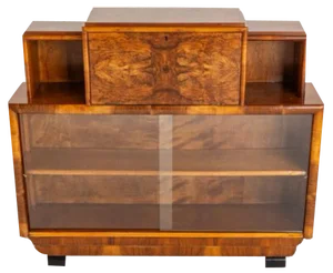 Vintage Art Deco Cabinet Walnut Bureau, 1930s