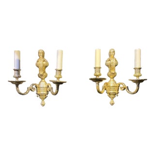 1900s Caldwell Silver Plated Cherub Sconces For Sale