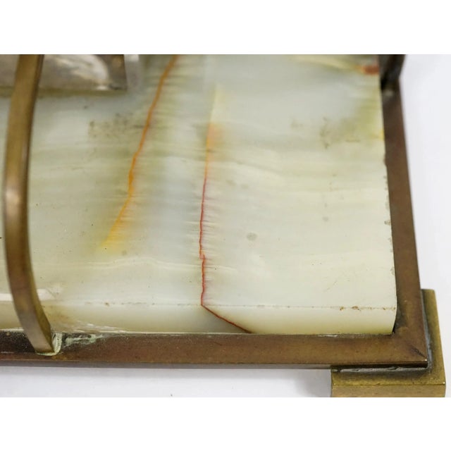 Metal Art Deco Inkwell in Onyx, Gold Metal and Crystal Tray, 1920s For Sale - Image 7 of 10