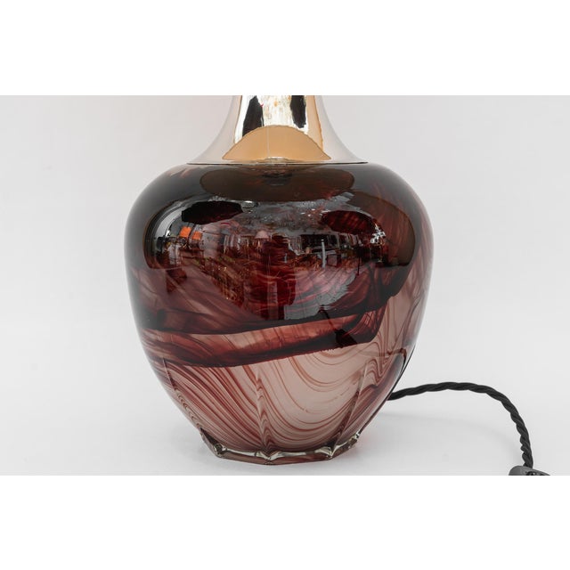 Murano Table Lamp with Fabric Shade, Italy, 1920s For Sale - Image 6 of 18