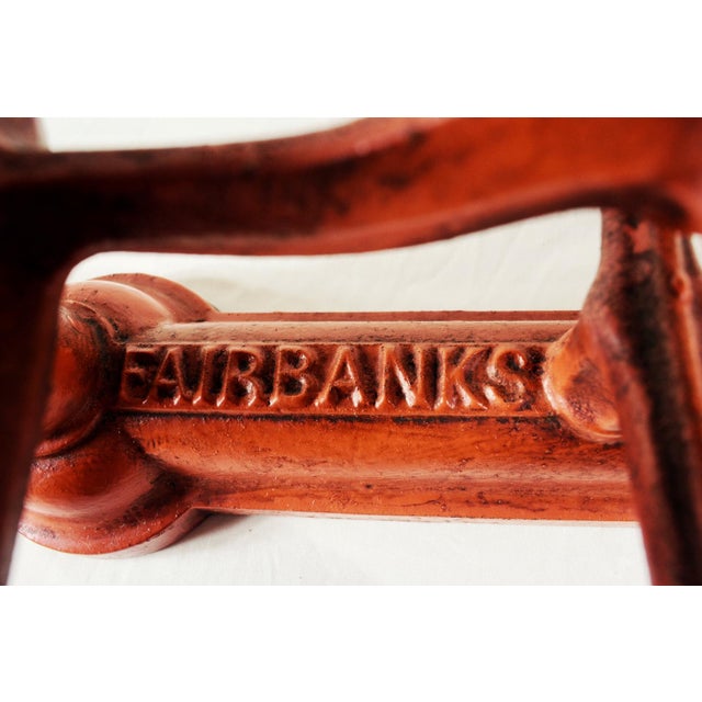 Antique Fairbanks Cast Iron Balance Scale With Hand-Painted Floral Pan For Sale In Seattle - Image 6 of 9