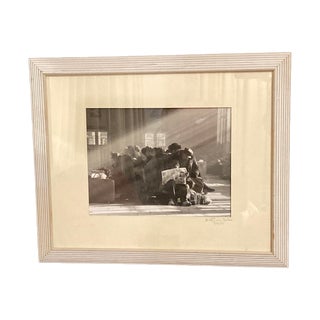 1980s Dazhen Wu, Interesting Black and White Photograph "Chinese Train Station" Signed, Framed For Sale