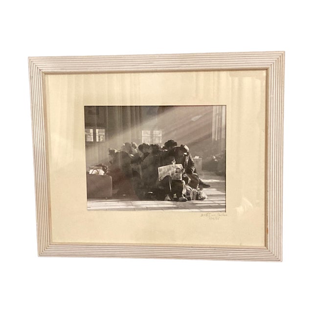 1980s Dazhen Wu, Interesting Black and White Photograph "Chinese Train Station" Signed, Framed For Sale