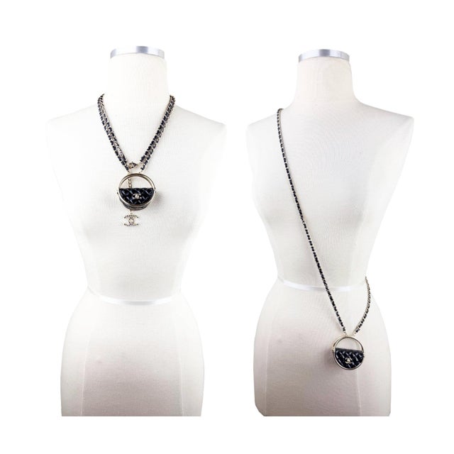 Chanel Brand New Gold CC Black Hula Bag Mirror Large Charm Long Necklace *Marked 23 *Made in Italy *Comes with the...