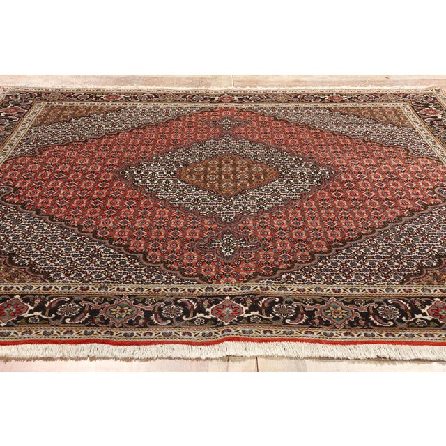Red Square Vintage Persian Mahi Tabriz Rug - 06'08 X 06'09 For Sale - Image 8 of 9