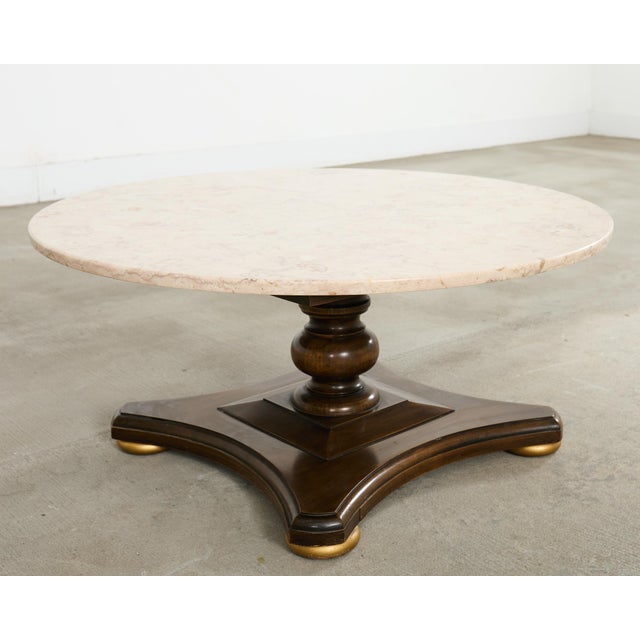 Mid-Century Modern Midcentury Round Marble Top Pedestal Cocktail Table For Sale - Image 3 of 16