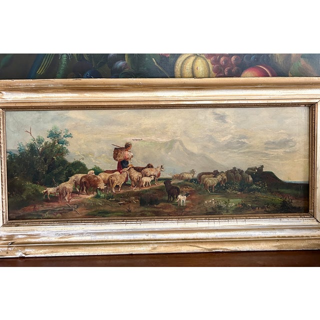 19th Century Oil on Canvas ~ Shepherd With Sheep For Sale - Image 9 of 9