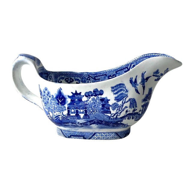 Old English Blue Willow Gravy Boat Chairish