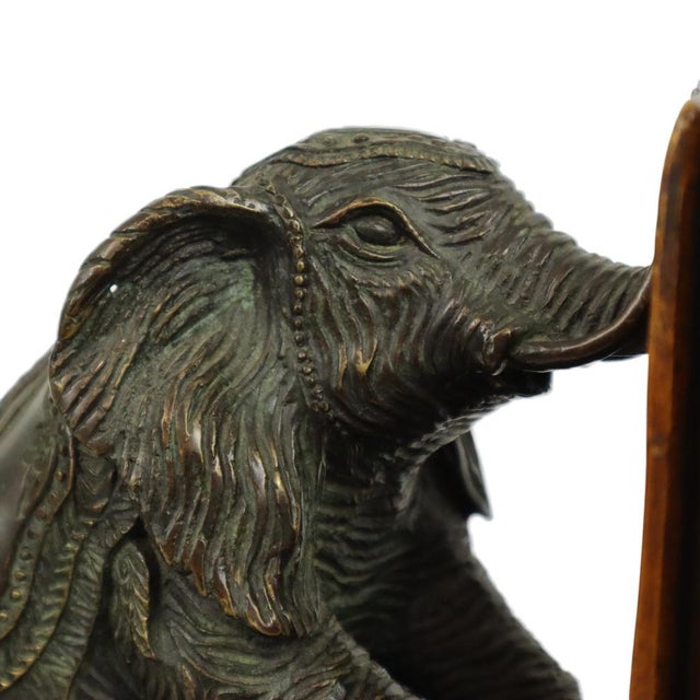 Elephant Bookends in Patinated Bronze, Set of 2 For Sale - Image 13 of 14