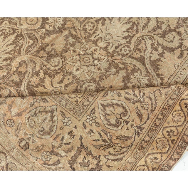 Textile Vintage Indian Amritsar Botanic Handmade Wool Carpet For Sale - Image 7 of 7