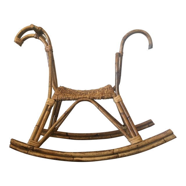 Vintage Boho Wicker Rocking Horse Chairish