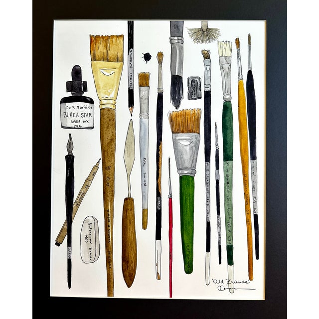 Brown Giclee Fine Art Print Watercolor Painting ‘Old Friends’ For Sale - Image 8 of 12