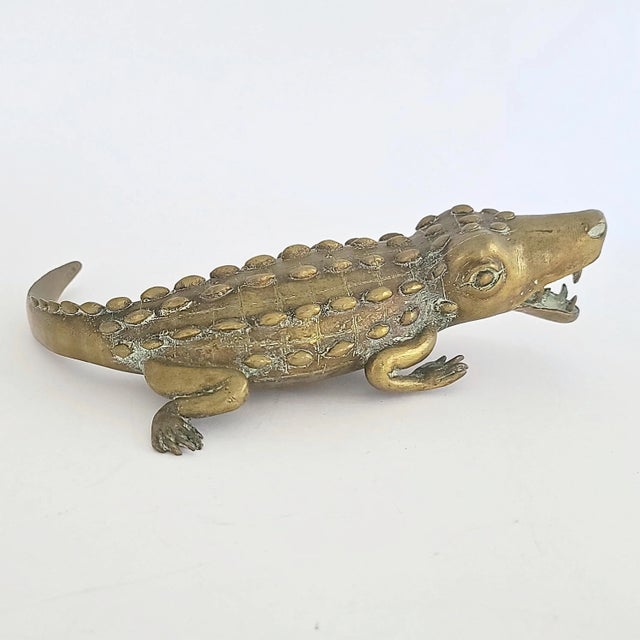 Wonderfully detailed and heavy cast brass vintage crocodile. Produced in India in the 1940's and ultimately purchased in...