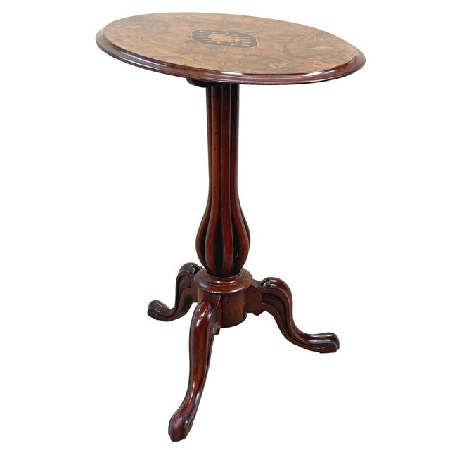 Victorian Oval Burr Walnut Tripod Table, 1870 For Sale - Image 11 of 11