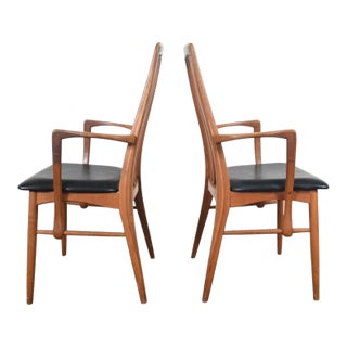 Mid 20th Century Pair of Niels Koefoed "Eva" Highback Dining Armchairs in Teak For Sale