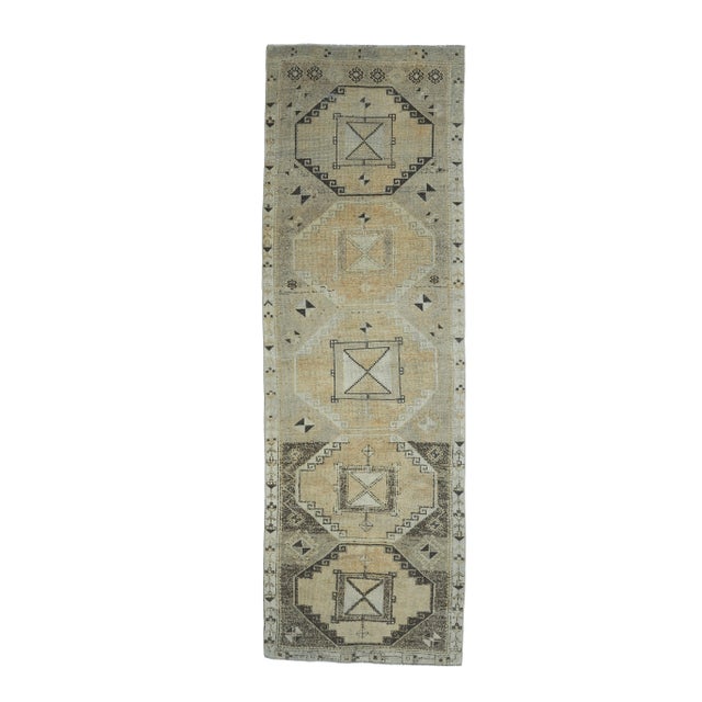 Yellow 1960s Yellow Natural Turkish Hand-Knotted Runner Rug For Sale - Image 8 of 8