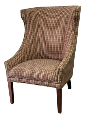 Late 20th Century Houndstooth Upholstered Wingback Chair by Hickory White