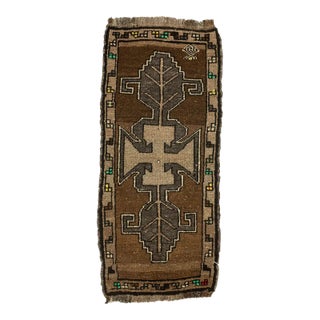 Brown & Gray Vintage Mini Rug For Sale