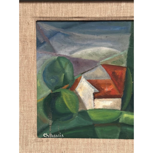 Original Vintage Oil on Panel – “Cubist Landscape” by Chabaneix – Signed – Framed – 37 × 31 cm (14.6" × 12.2") incl. frame...